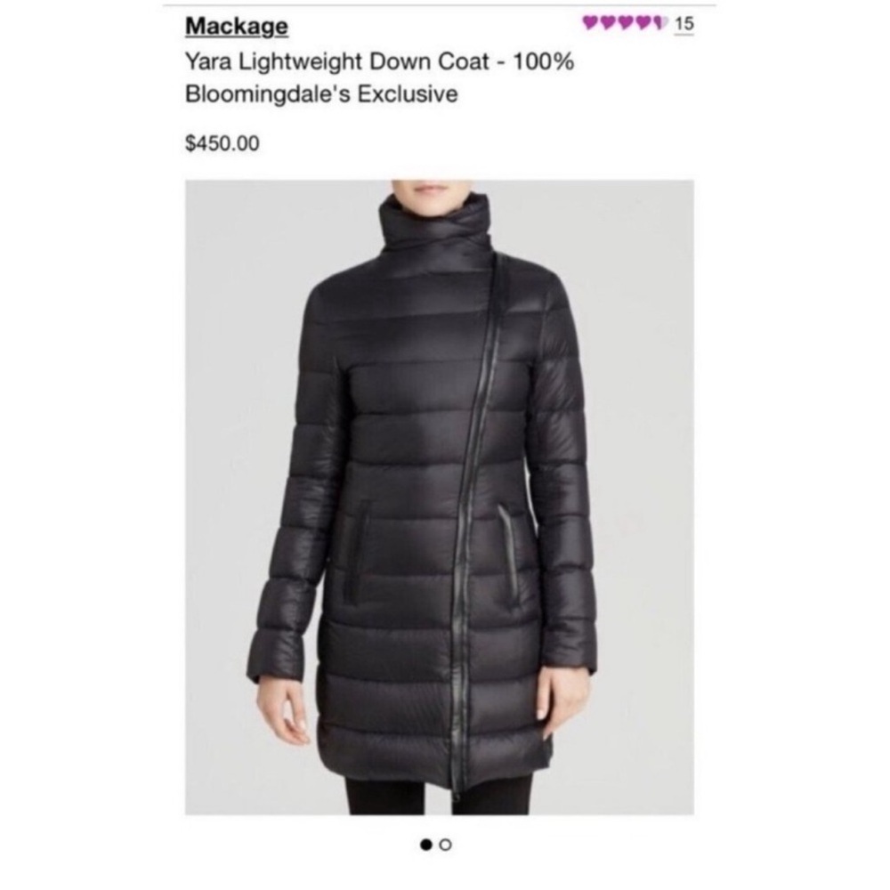 Mackage Yara Asymmetrical Black Puffer Coat - Picture 4 of 12